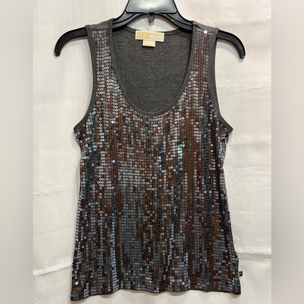 MICHAEL Michael Kors Charcoal Sequined Tank Size Petite M